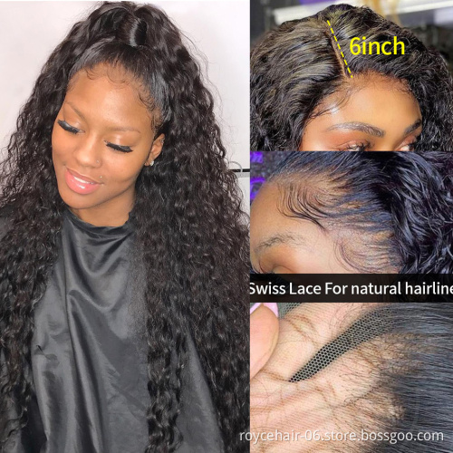 Virgin Remy Hair Wig Vendor, Cheap 360 Lace Closure Wigs, Raw Brazilian Human Hair Deep Wave 360 Transparent Lace Front Wig